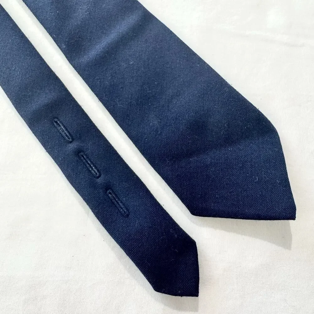 Vintage Prince Consort Mens Navy Blue Button Down Tie Adjustable Uniform USA